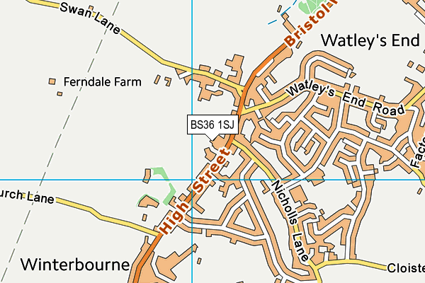 BS36 1SJ map - OS VectorMap District (Ordnance Survey)