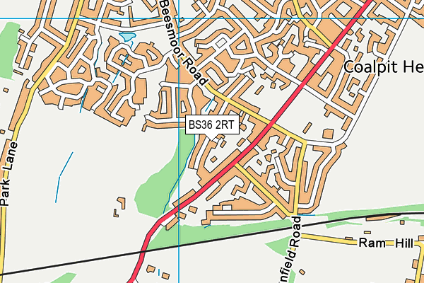BS36 2RT map - OS VectorMap District (Ordnance Survey)