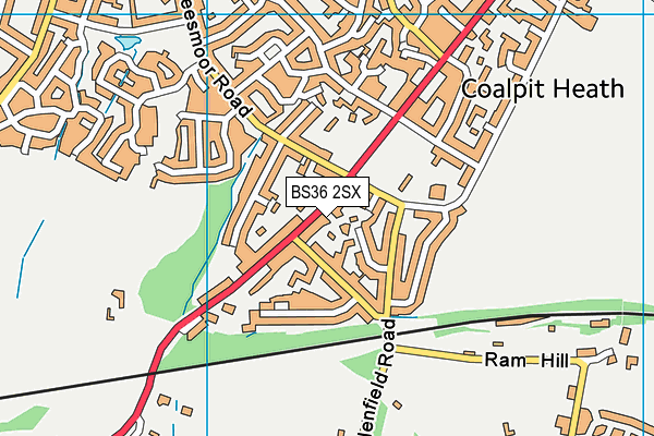 BS36 2SX map - OS VectorMap District (Ordnance Survey)