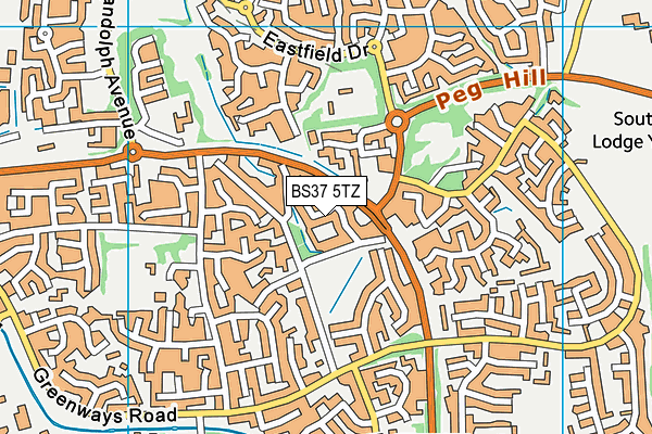 BS37 5TZ map - OS VectorMap District (Ordnance Survey)