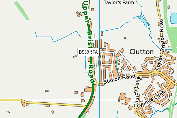 Clutton Football Club map (BS39 5TA) - OS VectorMap District (Ordnance Survey)