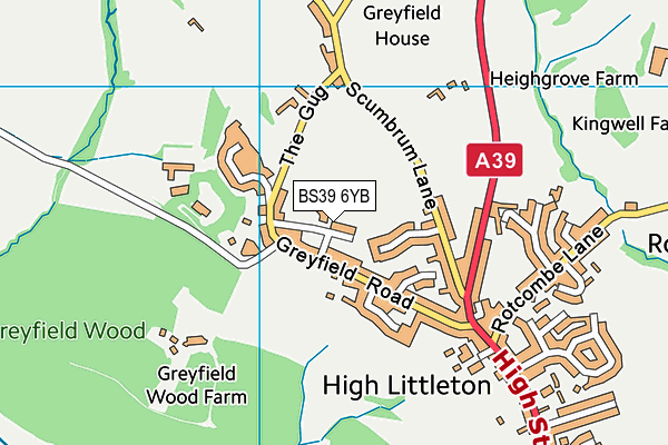 BS39 6YB map - OS VectorMap District (Ordnance Survey)