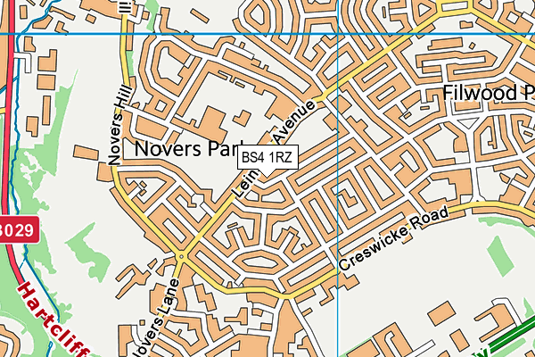 BS4 1RZ map - OS VectorMap District (Ordnance Survey)