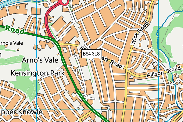 BS4 3LS map - OS VectorMap District (Ordnance Survey)