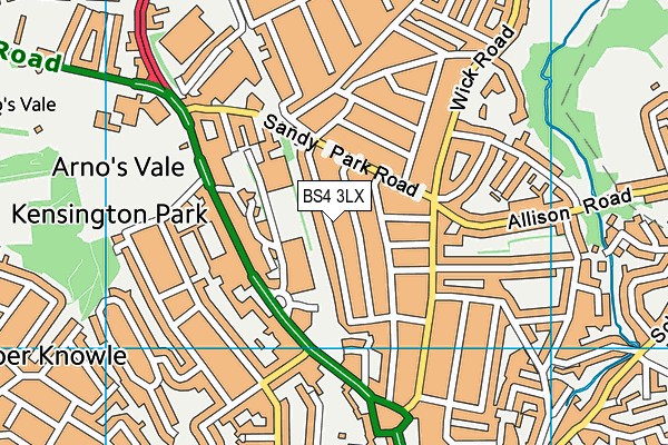 BS4 3LX map - OS VectorMap District (Ordnance Survey)