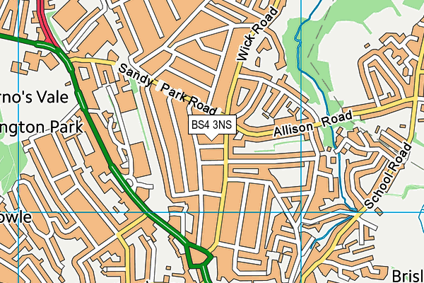 BS4 3NS map - OS VectorMap District (Ordnance Survey)