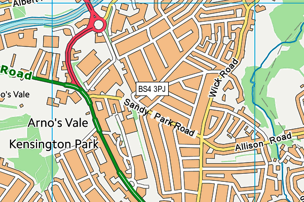 BS4 3PJ map - OS VectorMap District (Ordnance Survey)