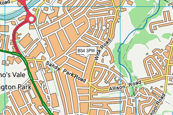 BS4 3PW map - OS VectorMap District (Ordnance Survey)