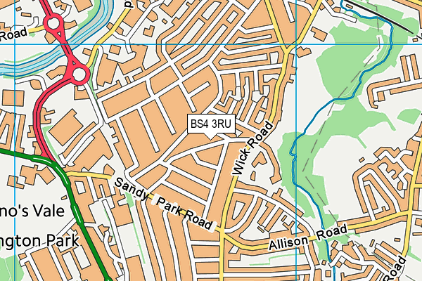 BS4 3RU map - OS VectorMap District (Ordnance Survey)