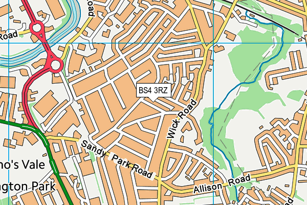 BS4 3RZ map - OS VectorMap District (Ordnance Survey)