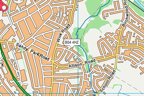 BS4 4HZ map - OS VectorMap District (Ordnance Survey)