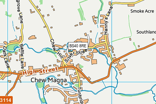 Chew Magna Cricket Club map (BS40 8RE) - OS VectorMap District (Ordnance Survey)