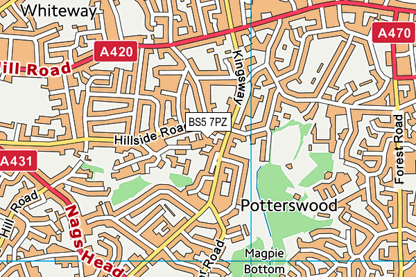 BS5 7PZ map - OS VectorMap District (Ordnance Survey)