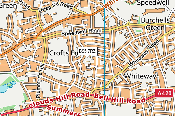 BS5 7RZ map - OS VectorMap District (Ordnance Survey)