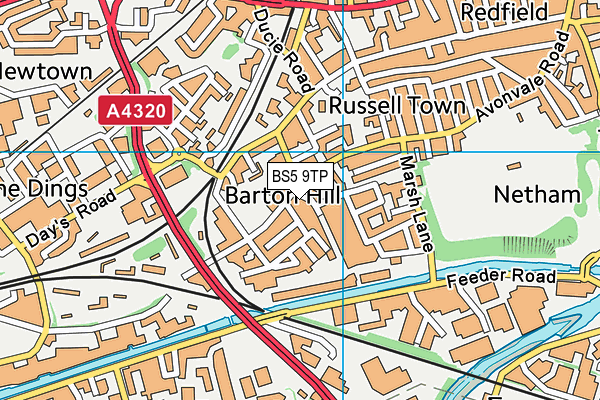 BS5 9TP map - OS VectorMap District (Ordnance Survey)