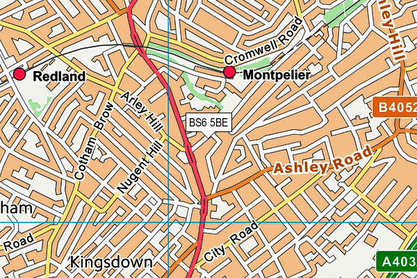 BS6 5BE map - OS VectorMap District (Ordnance Survey)