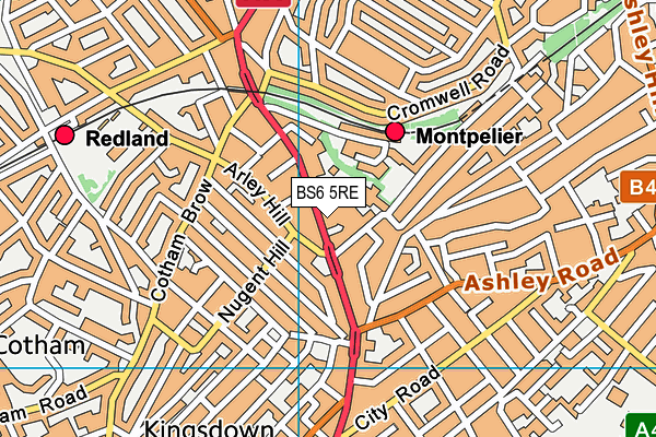 BS6 5RE map - OS VectorMap District (Ordnance Survey)