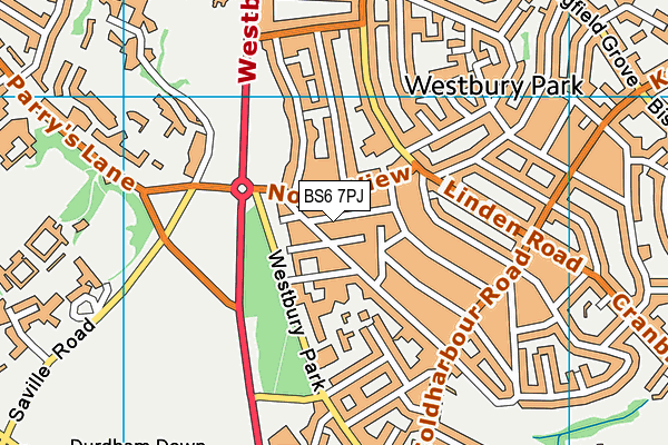 BS6 7PJ map - OS VectorMap District (Ordnance Survey)
