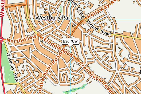 BS6 7UW map - OS VectorMap District (Ordnance Survey)