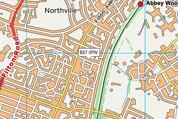 BS7 0PW map - OS VectorMap District (Ordnance Survey)