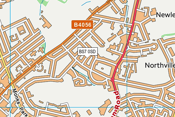 BS7 0SD map - OS VectorMap District (Ordnance Survey)