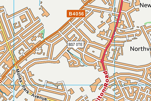 BS7 0TE map - OS VectorMap District (Ordnance Survey)