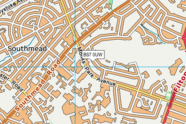 BS7 0UW map - OS VectorMap District (Ordnance Survey)