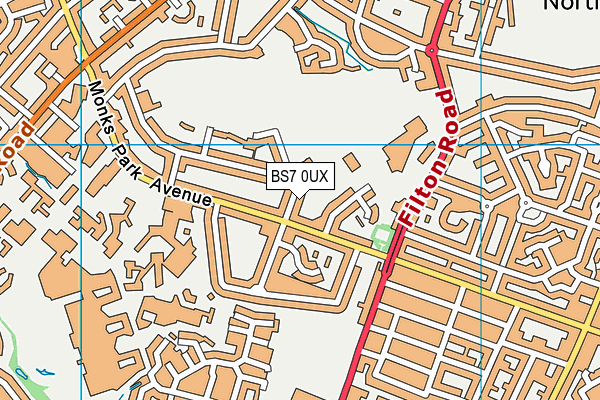 BS7 0UX map - OS VectorMap District (Ordnance Survey)