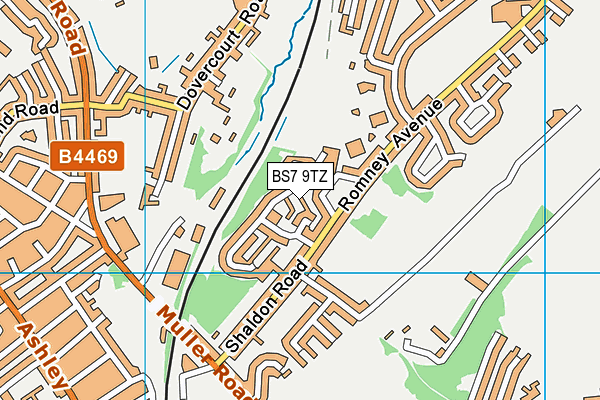 BS7 9TZ map - OS VectorMap District (Ordnance Survey)