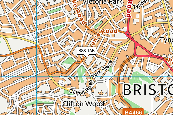 BS8 1AB map - OS VectorMap District (Ordnance Survey)