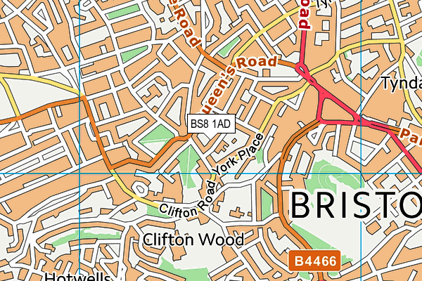 BS8 1AD map - OS VectorMap District (Ordnance Survey)