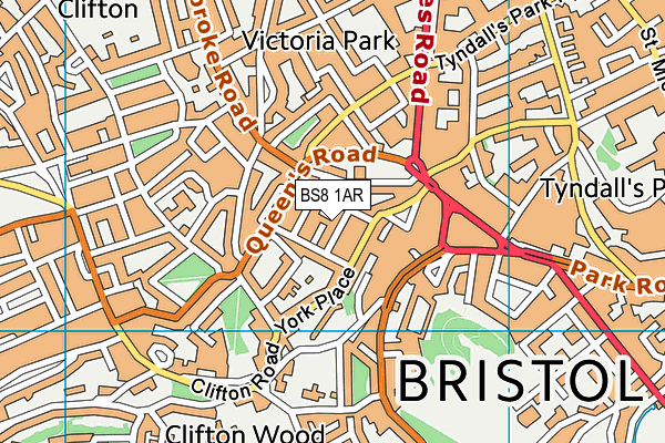 BS8 1AR map - OS VectorMap District (Ordnance Survey)