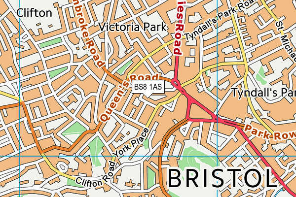 BS8 1AS map - OS VectorMap District (Ordnance Survey)