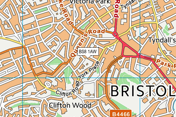 BS8 1AW map - OS VectorMap District (Ordnance Survey)