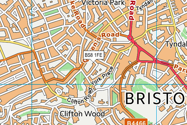 BS8 1FE map - OS VectorMap District (Ordnance Survey)