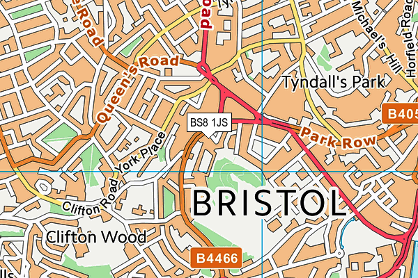 BS8 1JS map - OS VectorMap District (Ordnance Survey)