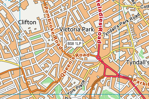 BS8 1LP map - OS VectorMap District (Ordnance Survey)