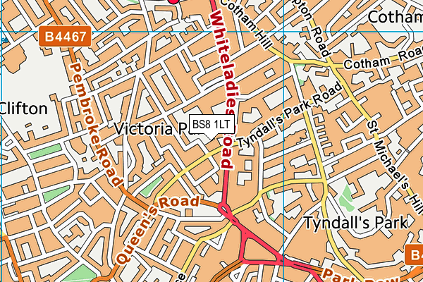 BS8 1LT map - OS VectorMap District (Ordnance Survey)