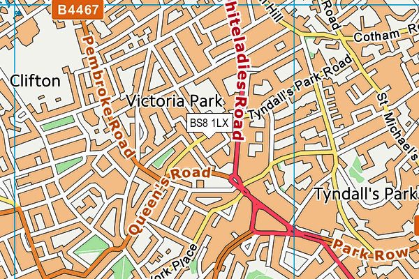 BS8 1LX map - OS VectorMap District (Ordnance Survey)
