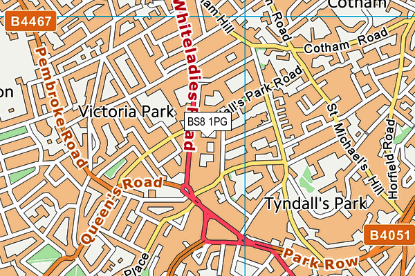 BS8 1PG map - OS VectorMap District (Ordnance Survey)