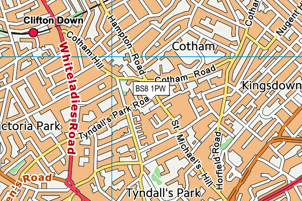 BS8 1PW map - OS VectorMap District (Ordnance Survey)