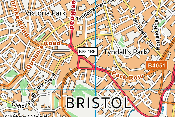 Anytime Fitness (Bristol Clifton) map (BS8 1RE) - OS VectorMap District (Ordnance Survey)