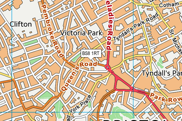 BS8 1RT map - OS VectorMap District (Ordnance Survey)