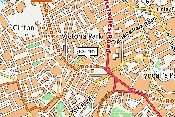 BS8 1RY map - OS VectorMap District (Ordnance Survey)