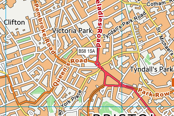 BS8 1SA map - OS VectorMap District (Ordnance Survey)