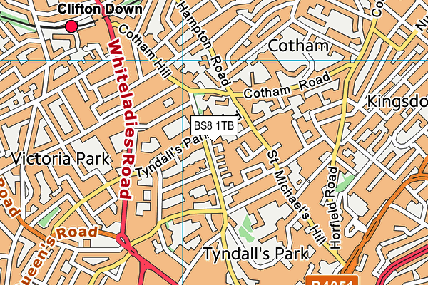 BS8 1TB map - OS VectorMap District (Ordnance Survey)