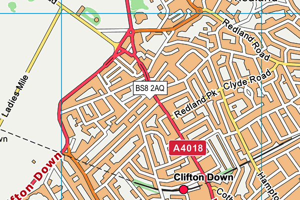 BS8 2AQ map - OS VectorMap District (Ordnance Survey)