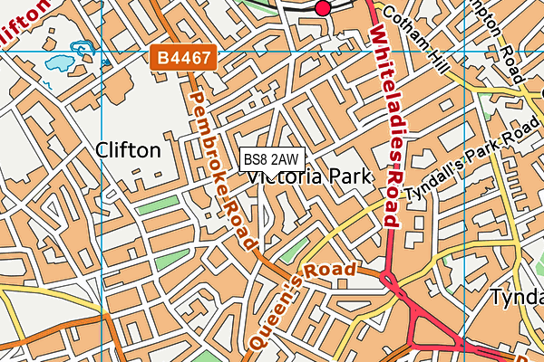 BS8 2AW map - OS VectorMap District (Ordnance Survey)