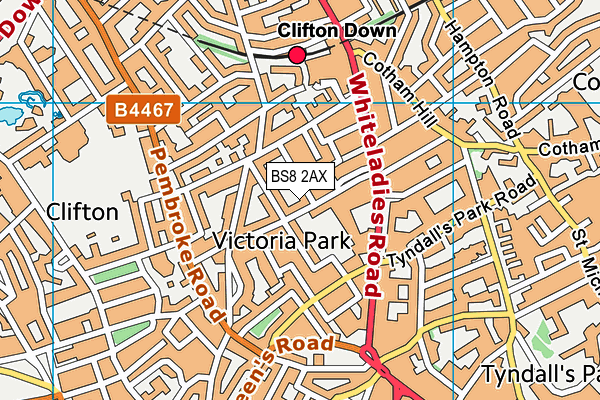 BS8 2AX map - OS VectorMap District (Ordnance Survey)