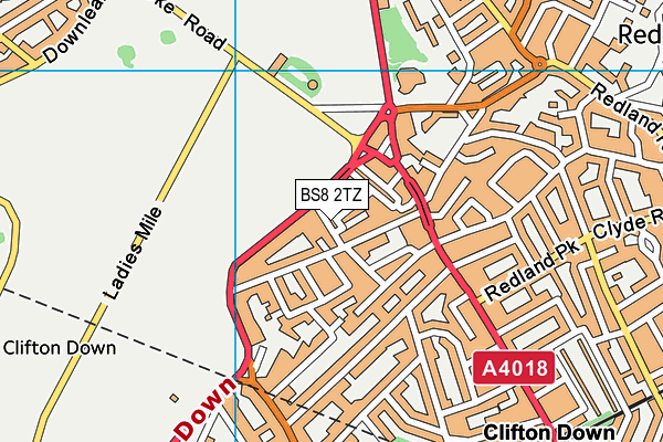 BS8 2TZ map - OS VectorMap District (Ordnance Survey)
